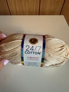 Lion Brand 24/7 Cotton Yarn in Light Cream - Soft Cotton Fiber